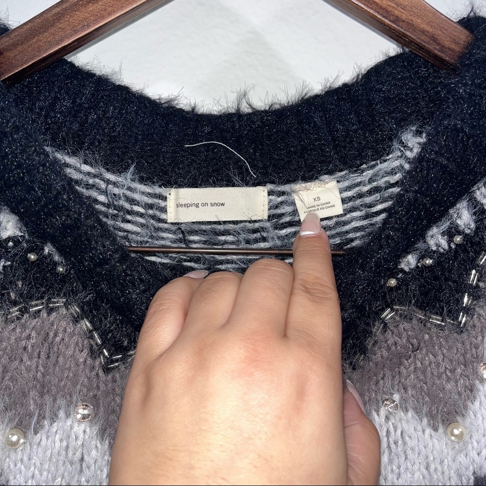 -Anthropology Sleeping On Snow Beaded Fair Isle Fuzzy Sweater size xs - Picture 6 of 6